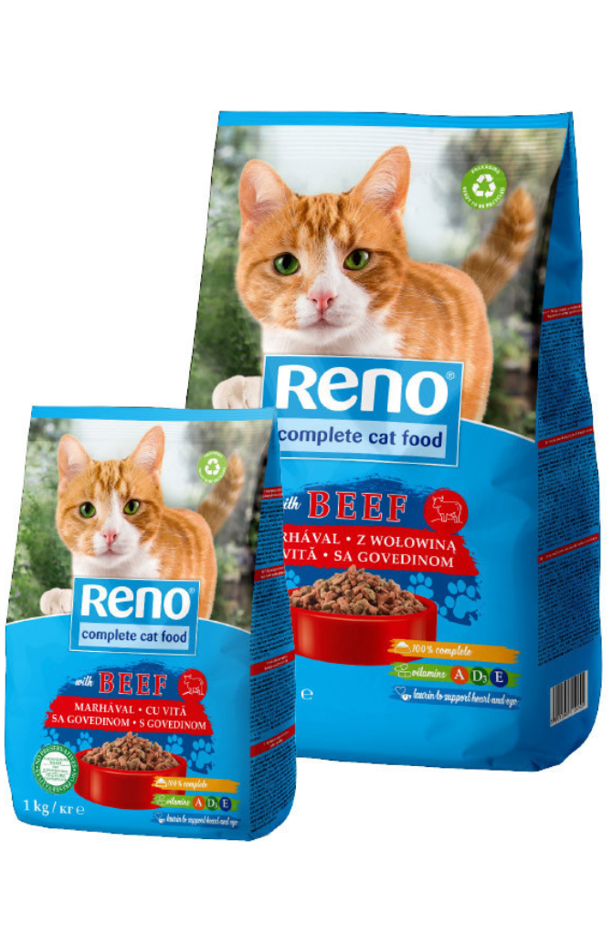 רינו מזון יבש לחתולים עם בקר 10 ק"ג| Reno