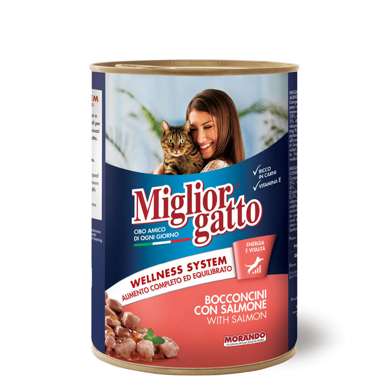 Miglior gatto מיגליאור גאטו 405 גר' מזון רטוב (שימורים) לחתולים בוגרים בטעם סלמון
