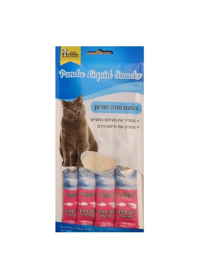 פנדה Panda שלוקים טונה וסרטן לחתול 4×16 גרם – Tuna & Crab Liquid Treat