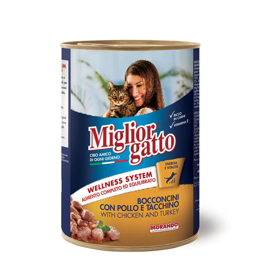 Miglior Gatto מיגליאור גאטו 405 גר' מזון רטוב (שימורים) לחתולים בוגרים בטעם עוף הודו