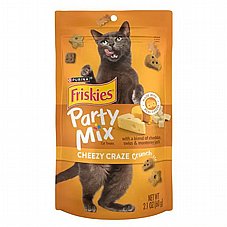 פריסקיז Friskies Party Mix חטיף לחתול צ'יזי קרייזי קראנץ' 60 גרם – Cheezy Craze Crunch