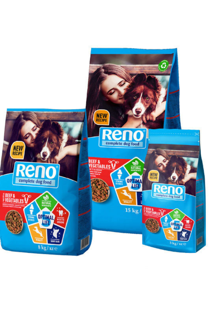 רינו מזון יבש אופטימל לייף 5 עם בקר 15 ק"ג | RENO Optimal Life 5