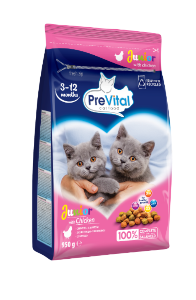 פרוויטאל מזון יבש לגורי חתולים עם עוף 950 גר"ם | PreVital