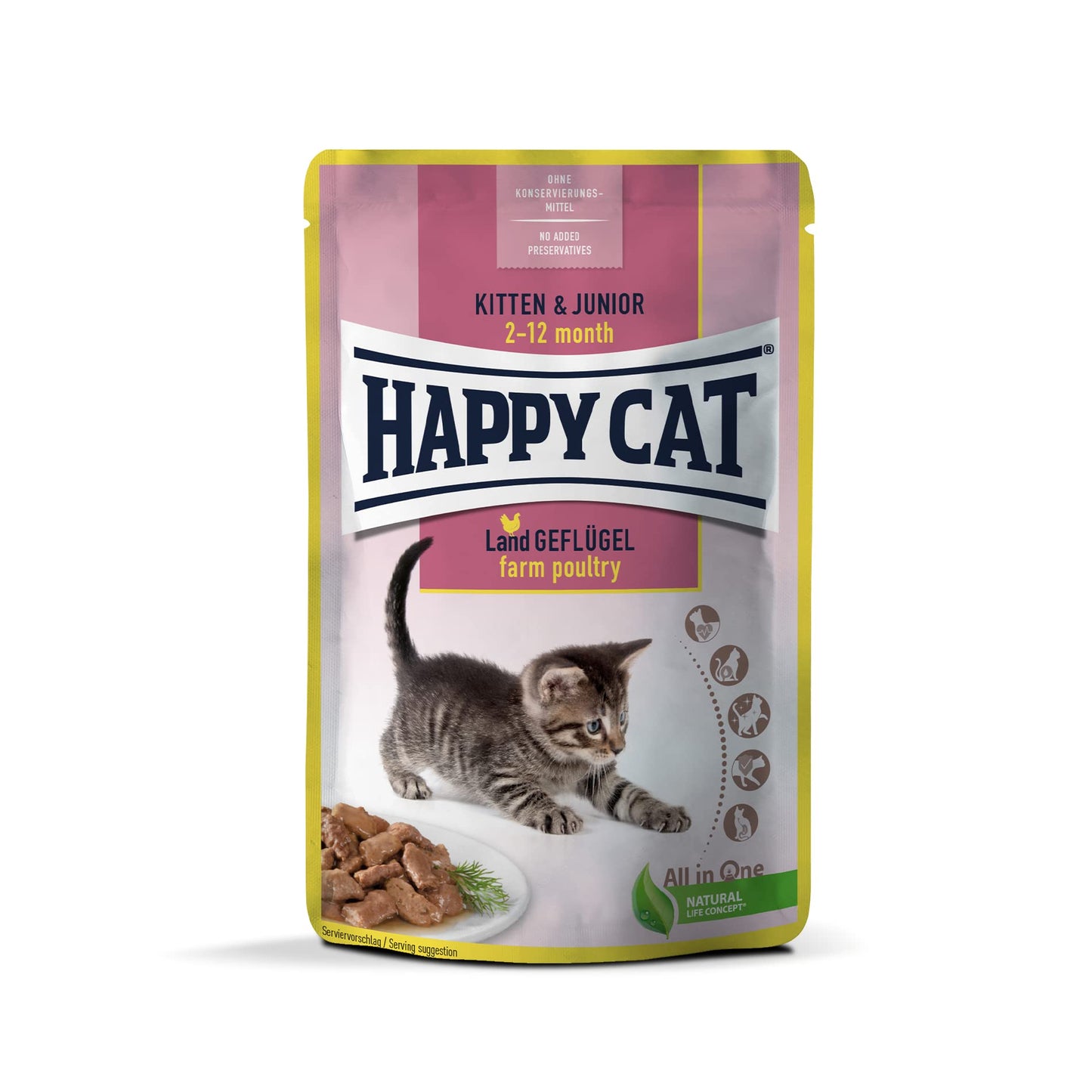 פאוץ' רטוב לחתולים גורים בטעם עוף 85 גרם | HAPPY CAT