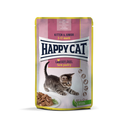 פאוץ' רטוב לחתולים גורים בטעם עוף 85 גרם | HAPPY CAT